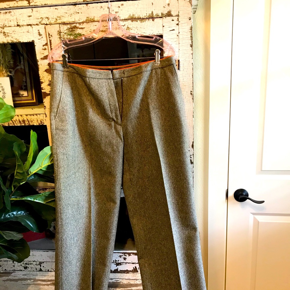Slates Janet Howard wool blend pants with orange waist detail, size 10